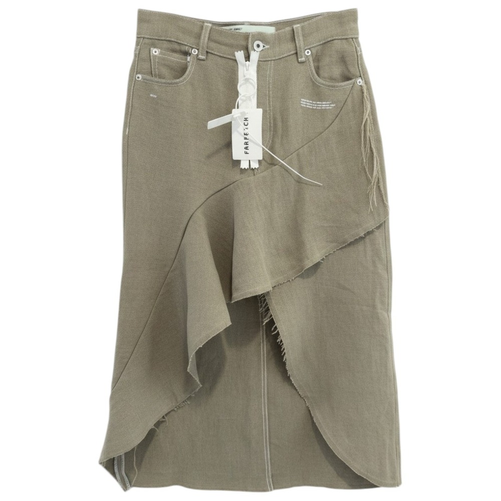 Off-White Virgil Abloh NWT Asymmetrical Skirt Women‎ 42 Linen OWYF001 Italy
